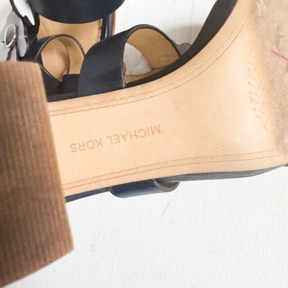 Michael Michael Kors Kit Blue Floral Black Heel Sandals 6.5M - Picture 9 of 9